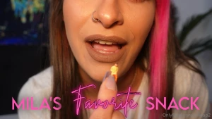 Mila s favorite snack - some people like snacking on chips some like a