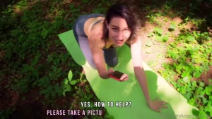 Amp a sexy girl goes in for sports in the forest and her leg hurt its