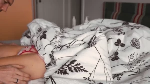 Step mom waiting husband but surprise step son risky fuck until cum