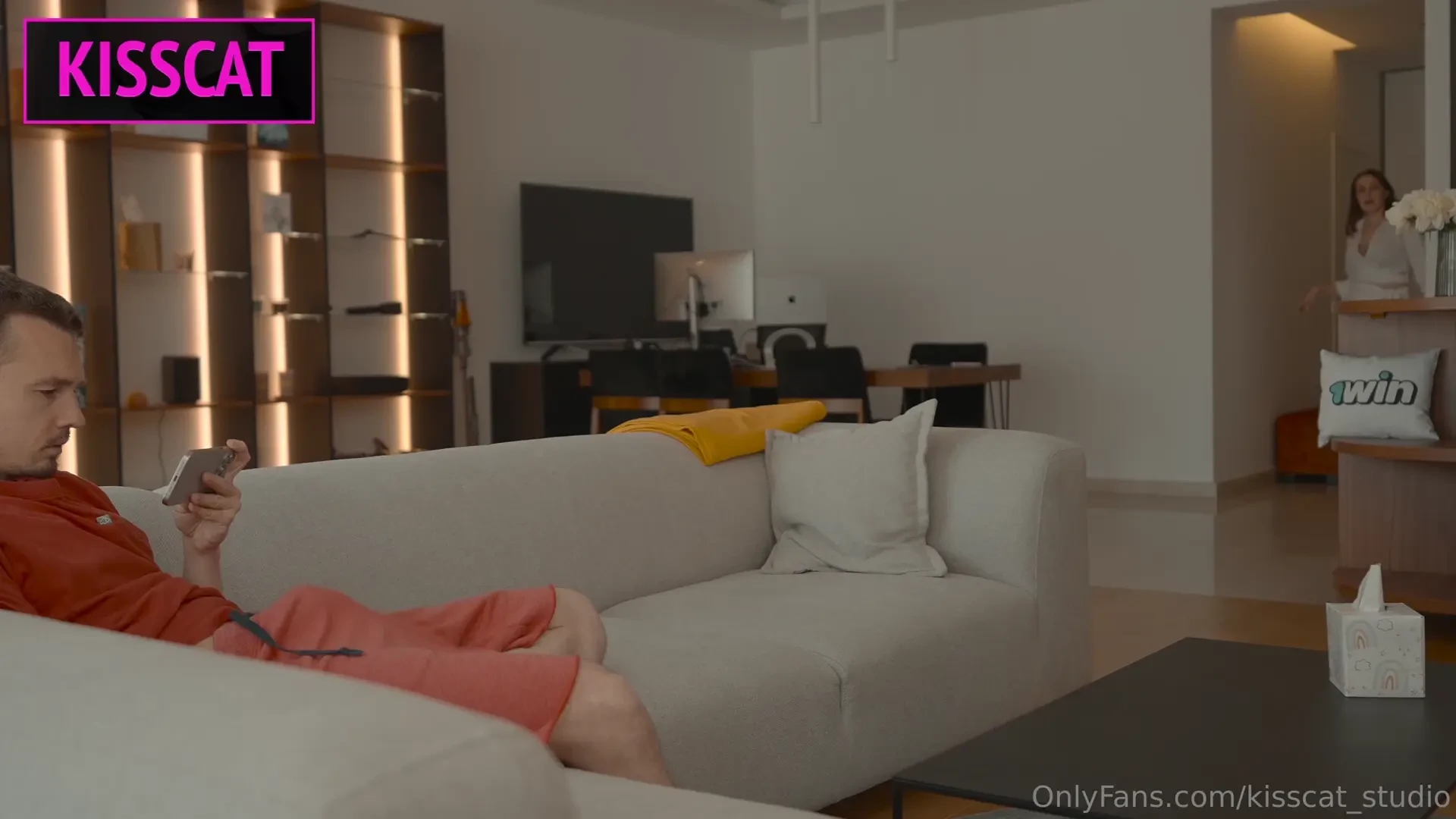 What if step mom catches step son jerking on couch joins for mutual 