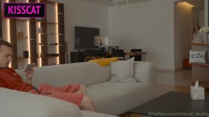 What if step mom catches step son jerking on couch joins for mutual