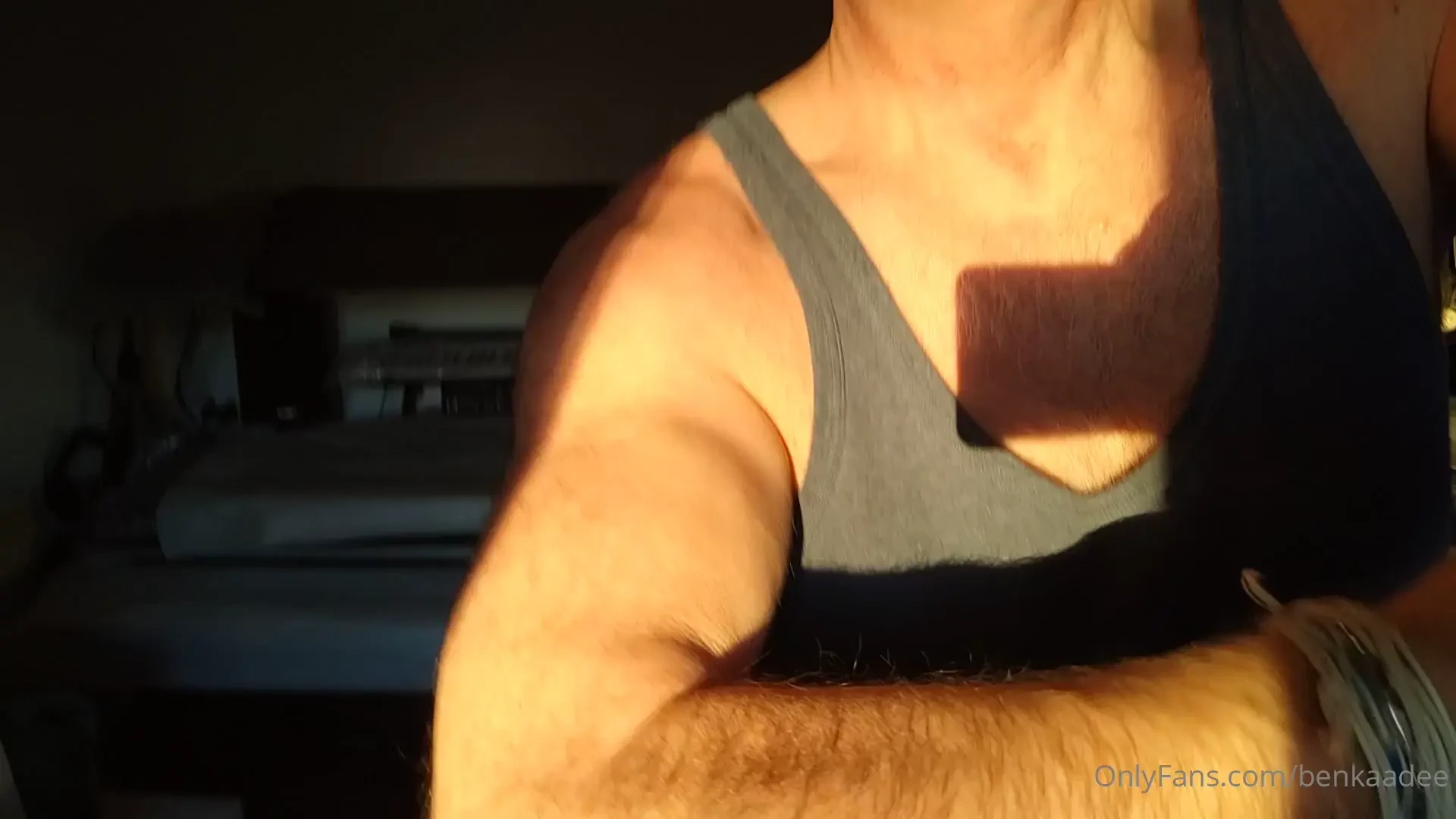 Hairymuscles biceps bicepspose in the sunlight 