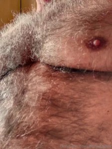 Hairy furry chest pecs