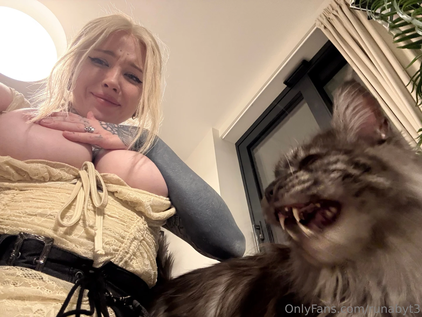 Was tryna take a tiddy pic before my cat decided to interrupt me 