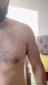 We made a mess in the bed look at all that cum