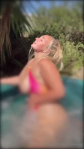 Enjoy watching me fuck myself dripping wet in the hot tub with the