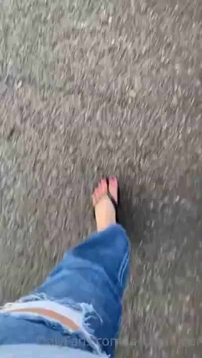 Walking around flip flopping 
