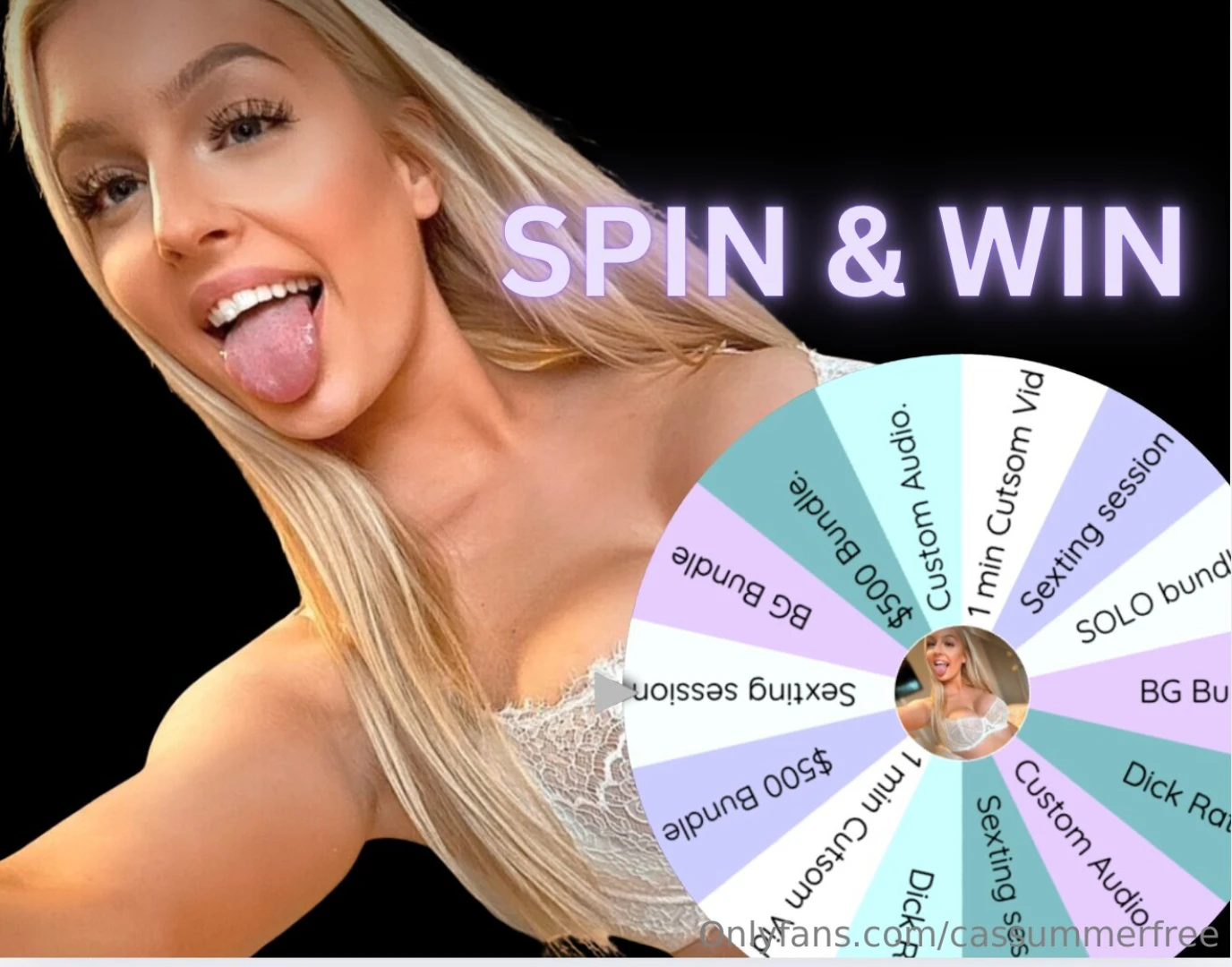 Spin to win babe each spin a filthy surprise tip 20 to spin my naughty 