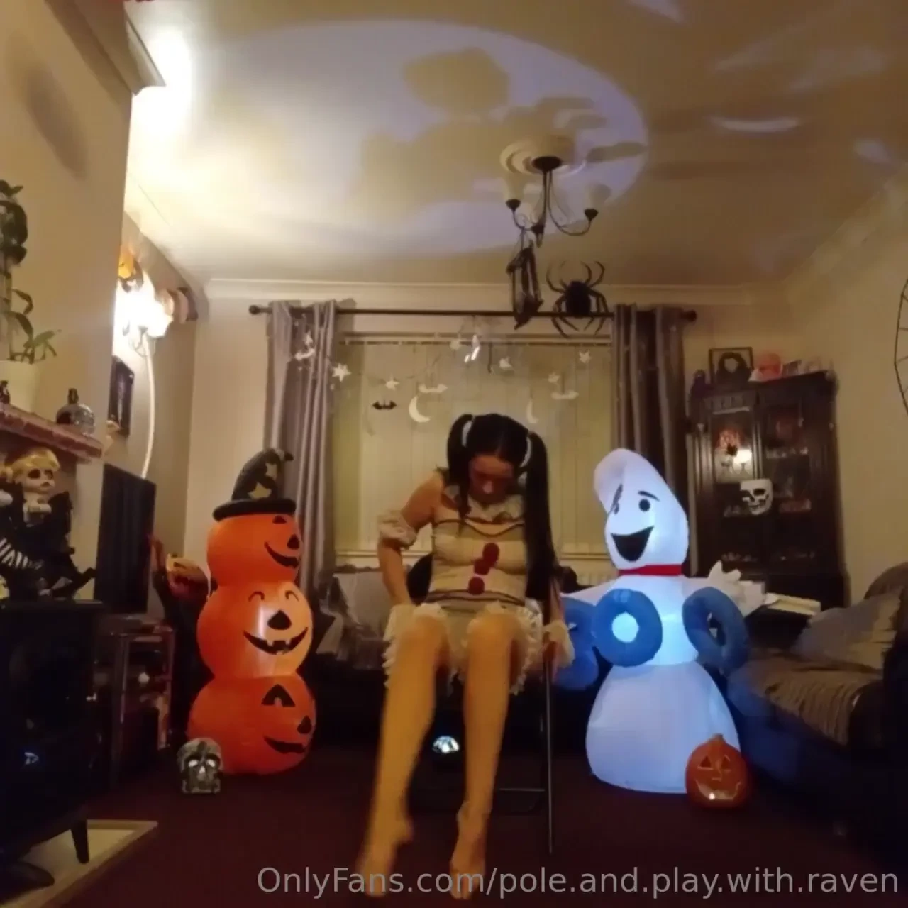 Step right into my spooky playground watch me rock a fun chair dance 