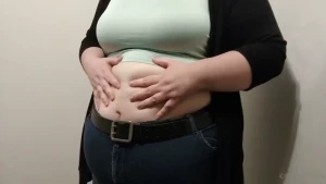 Soda bloat in mint top - part 2 standing swelling a big burp and belly