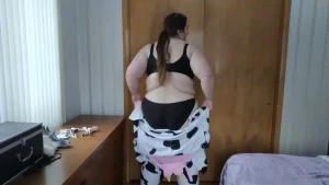 Today i became a cow 3 watch me squeeze into this cute cow onesie my