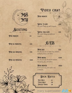 My new tip menu i now offer girlfriend experience for only 50 per day