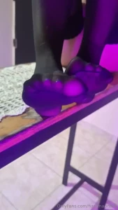 Dripping nylon set black nylon dripping barefoot and soaked feet