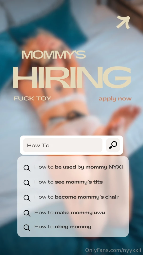 I m hiring for a new toy hear ye hear ye you want a dommy mommy to 