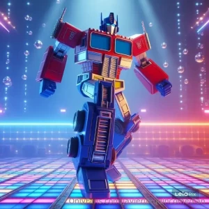 Here s optimus prime at a disco have a great weekend everyone