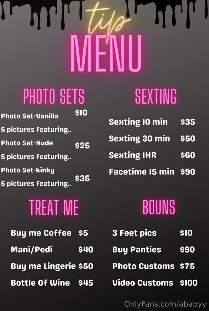 Here s my menu enjoy a little treat 