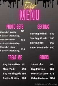 Here s my menu enjoy a little treat