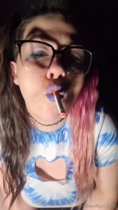 Oh you know just lil cute alice on her knees hauling hard on her ciggy