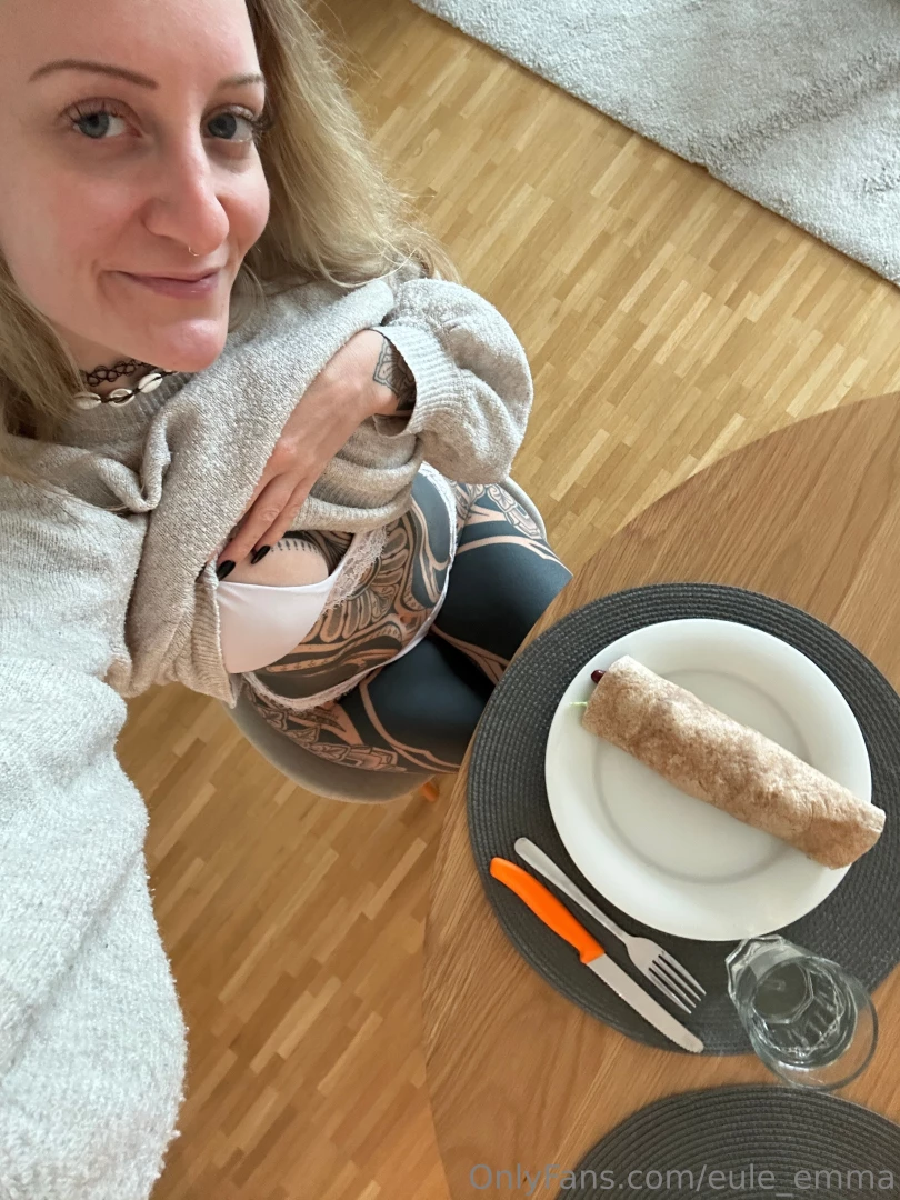 I m not sharing my burrito but you can have a peek at my tits while i 