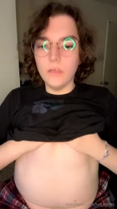 Shy trans puppy girl flashes her tits at you
