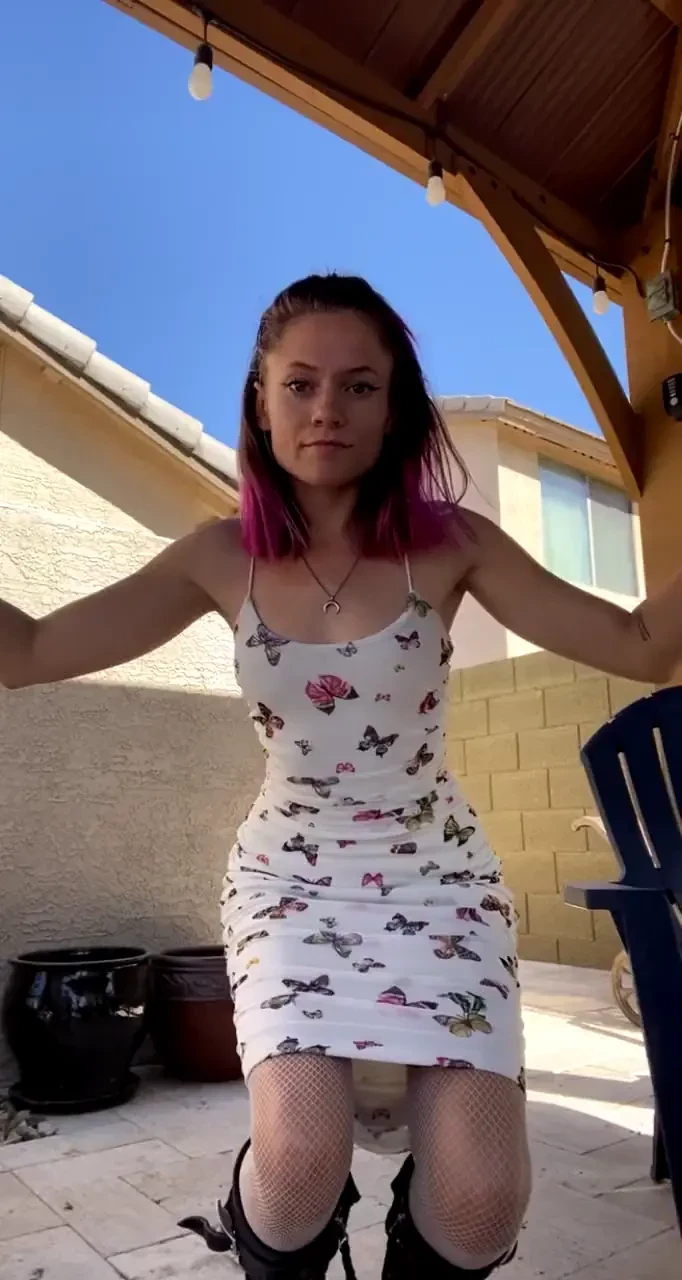 Outfit of the day butterfly dress with white tights and the only pear 