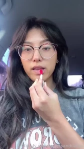Lip gloss poppin asian cute cutegirl glasses brunette innocent petite