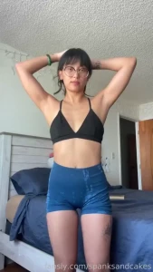 Workout time asian fitgirl bootyshorts petite tummy smallboobs
