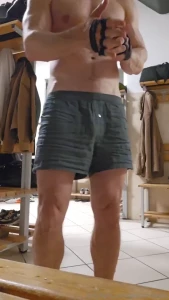 Gym locker room after training