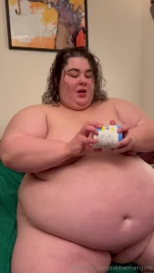 Lotioning up my huge naked piggy body putting cream in the crevices i