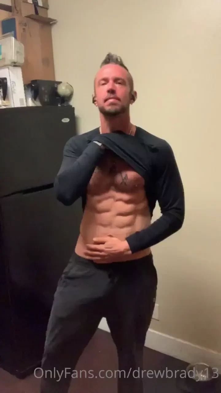 Cooking breakfast i m so tired but damn those abs look great 