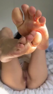 You can suck on my toes while you thrust into my soaked pussy