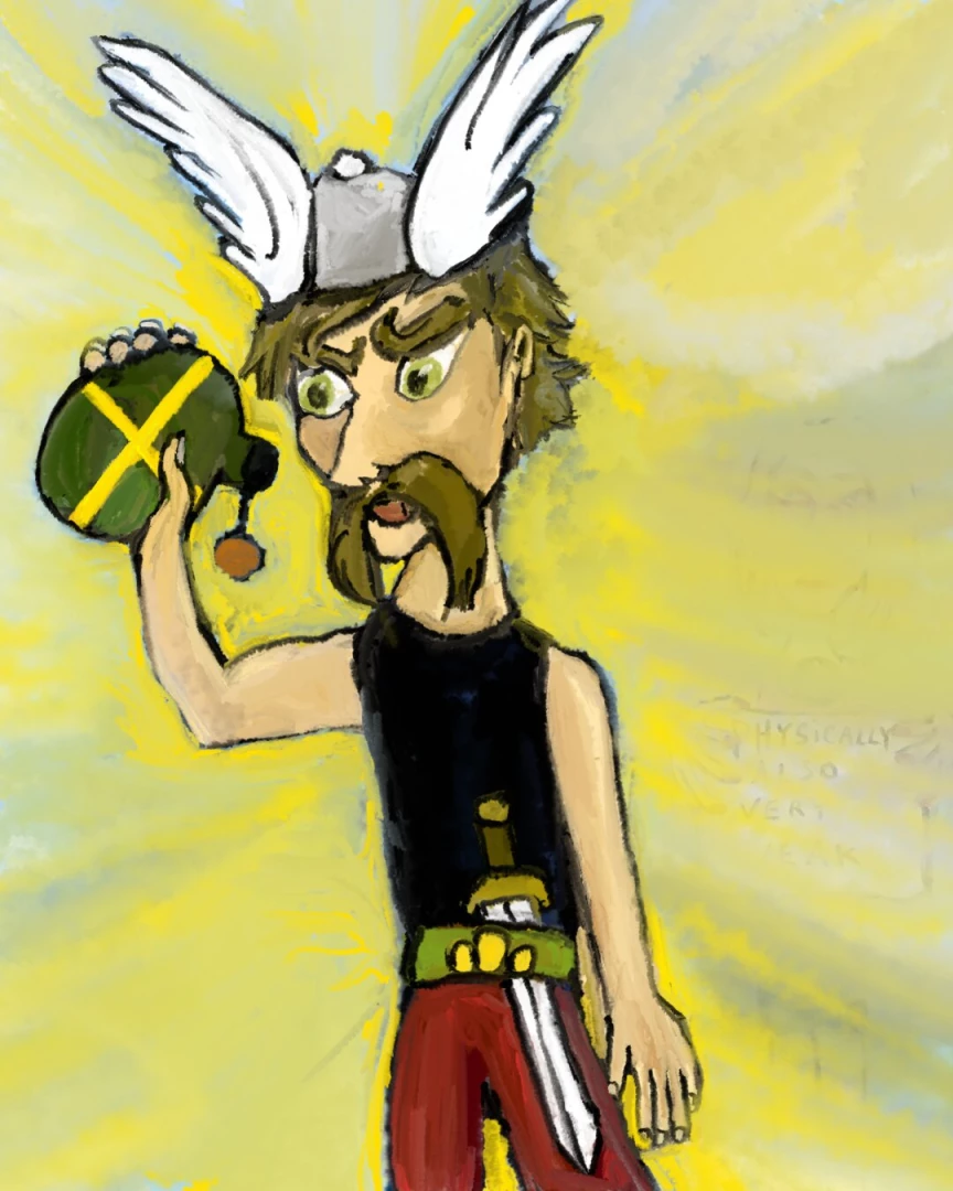 Do you have some magic potion a playful asterix style autoportrait 