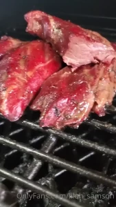 Last night s dinner 1lb deer steak smoked low and slow for 3 hours and