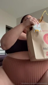 It s slow mo sorry i edited it mcdonald s stuffing with some belly