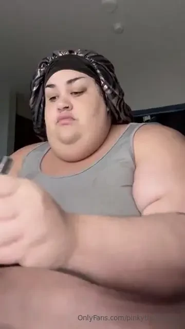 Fat nasty slob eating with her hands becoming more sloppy and out of 