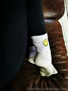 These smiley socks have been on my feet all day who wants to take them