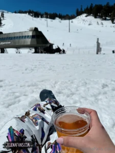 Chillin on the slopes with a cold one in hand who says apr s-ski can t