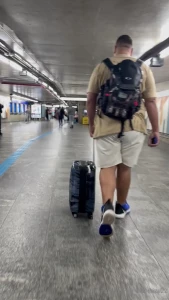 Old but gold walking in the subway in 2023