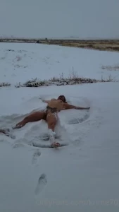 Naked snow angel it was cold and funny i ll get naughty a little later