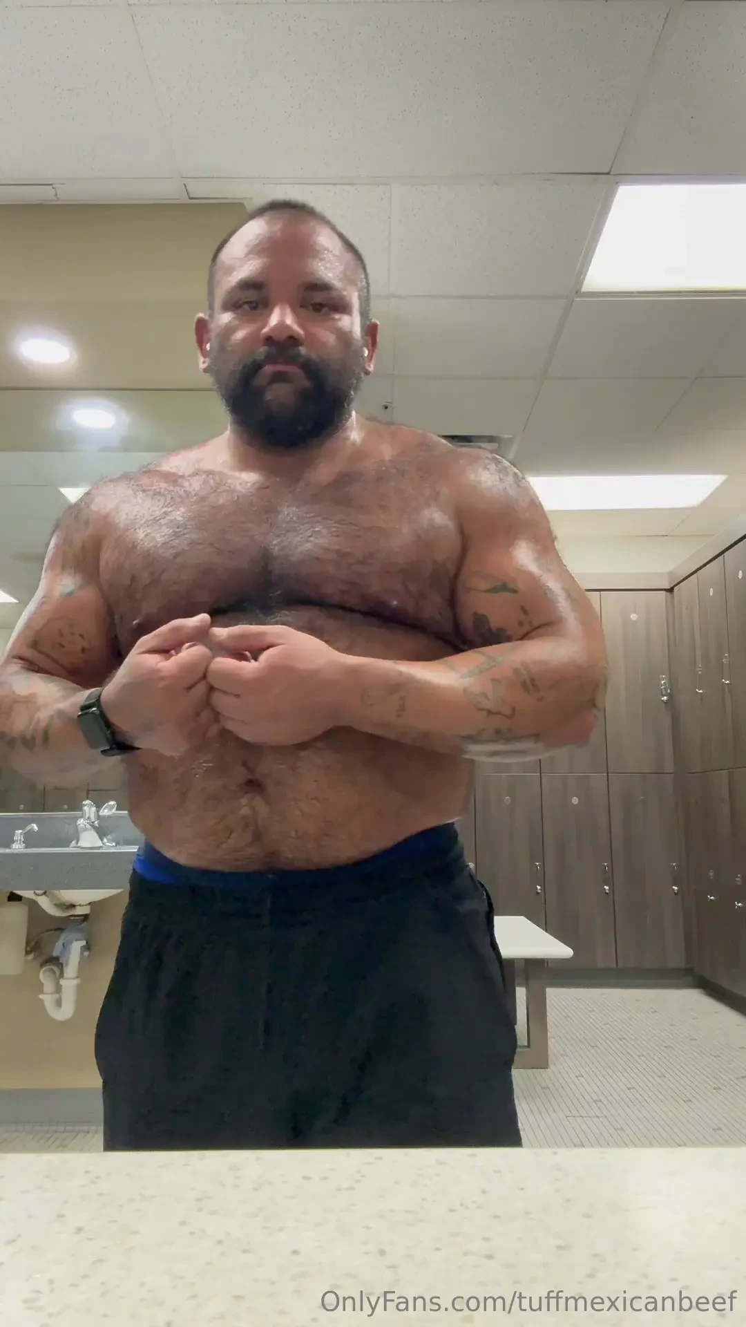 Post workout flexing and showing off 