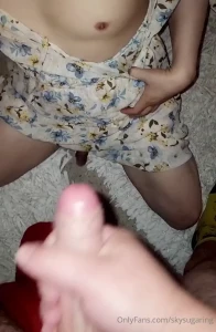 Millitary guy cum on my cock titty