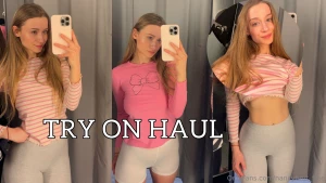 Sexy try on haul tops and workout bottoms sheer shorts to gym for