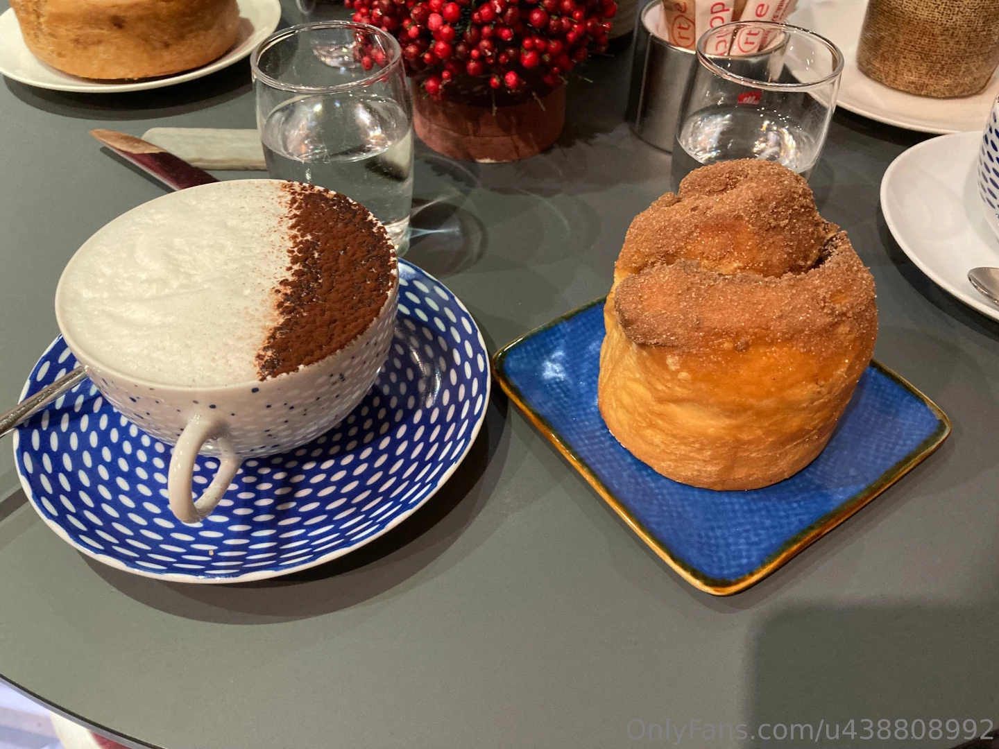 Had a nice breakfast this morning with cinnamon rolls and a cappuccino 