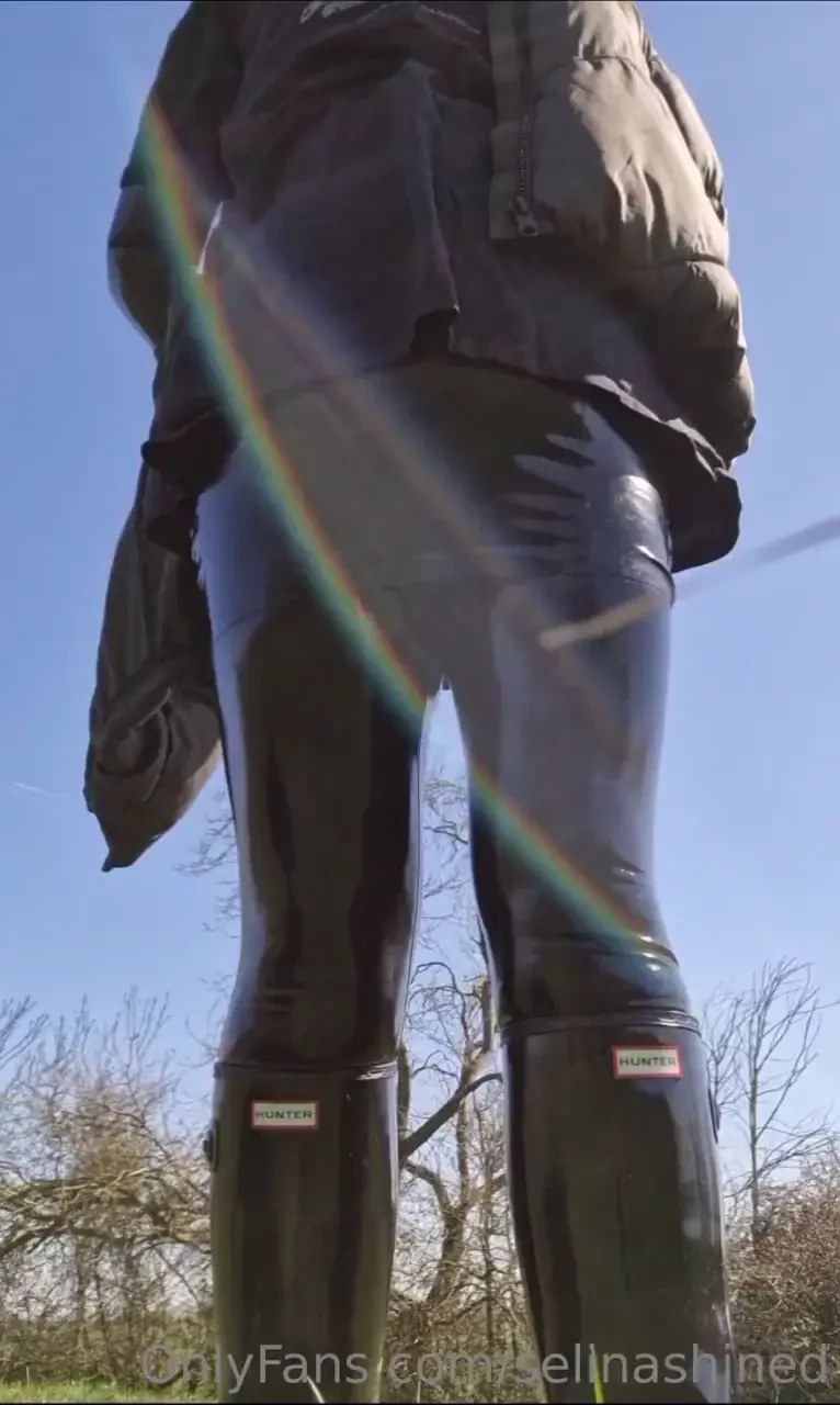 A little public latex in a field on a sunny spring morning stripping 
