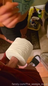 His poor thingy was stuck i had to help him get it out but it took