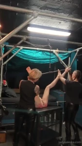 Vaginal stretching with mistress baton