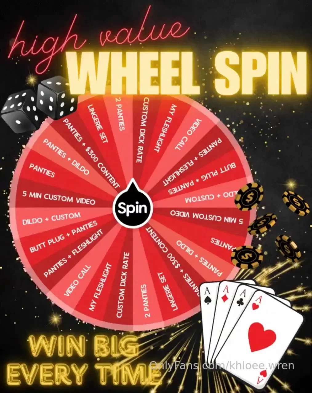 With my new high value wheel spin you can win my lingerie dildos pussy 