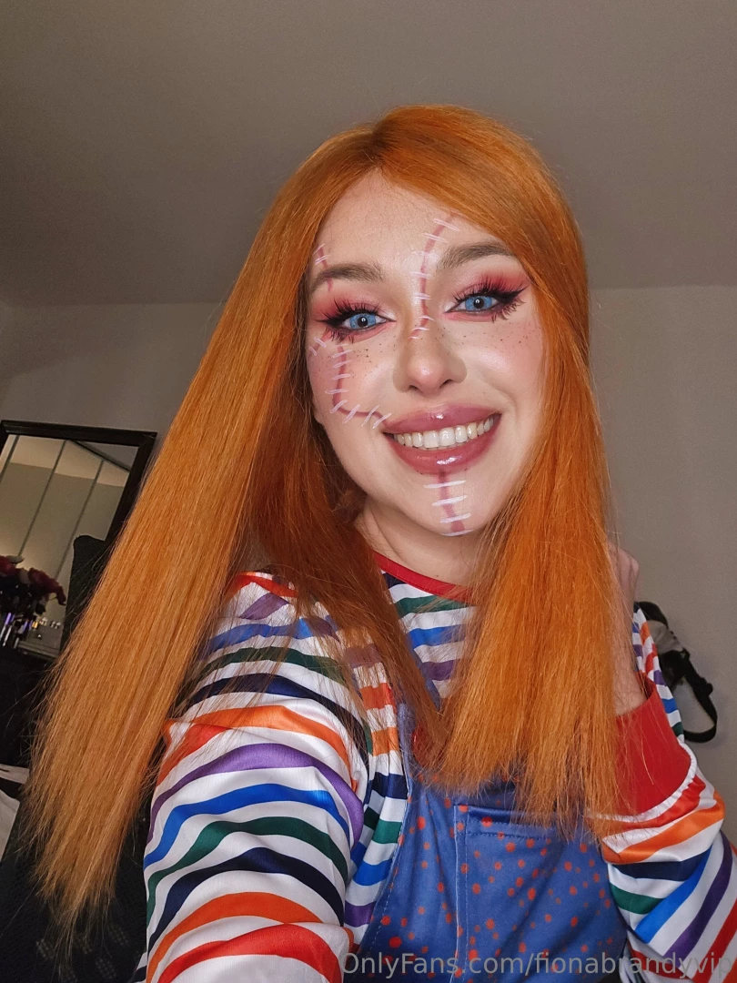 Tities out in my chucky cosplay d 