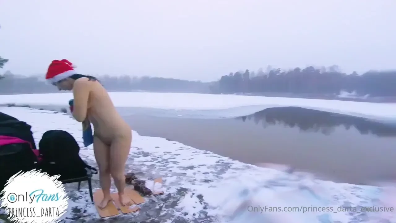 I m going for the swim into the ice cold water in frozen lake 