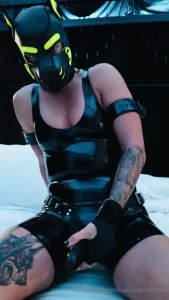 You awake to find yourself bondaged into a kneeling position gag in